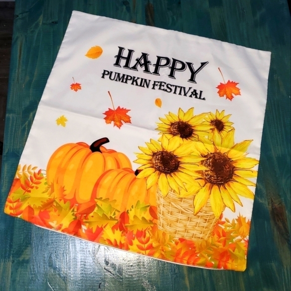 New Happy Pumpkin Fall Pillow Cover - Picture 1 of 4